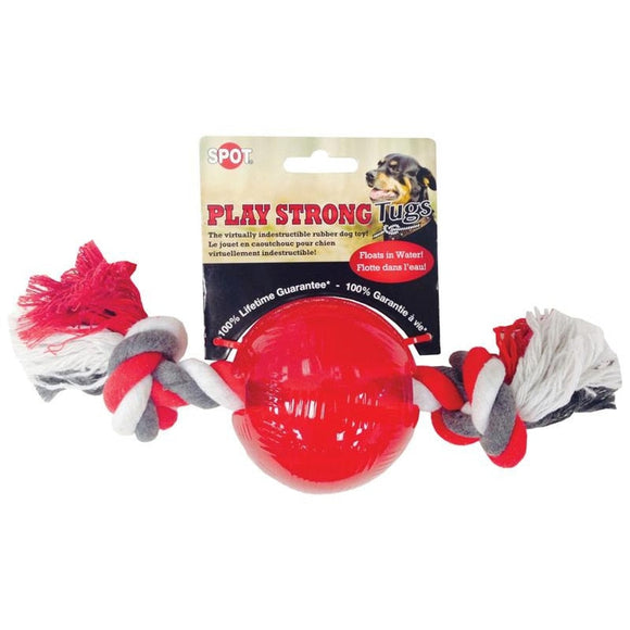 SPOT PLAY STRONG BONE WITH ROPE (3.75 IN, RED)