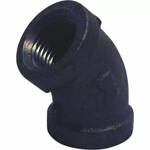 B & K Industries Black 45° Elbow 150# Malleable Iron Threaded Fittings 2"