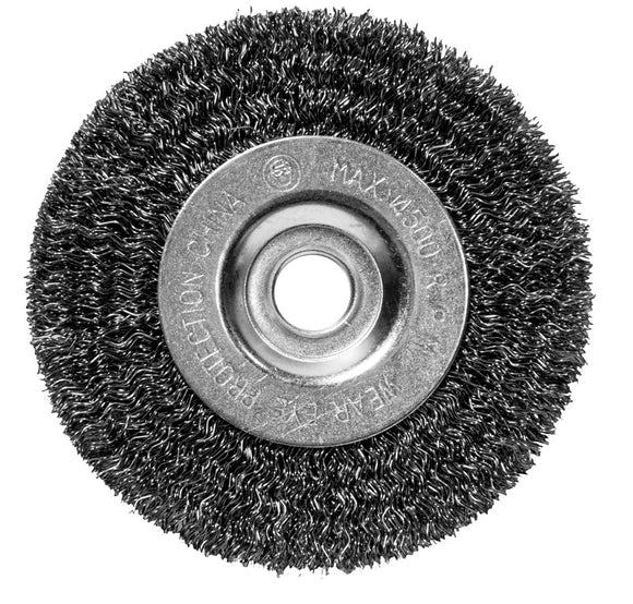 Century Drill And Tool Bench Grinder Wire Wheel Crimped Fine 1/2″ Arbor 4″ Safe Rpm 4,500