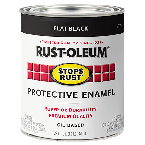 Rust-Oleum® Protective Enamel Brush-On Paint Flat Black (Quart Flat, Flat Black)