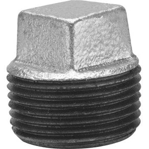 B & K Industries Galvanized Square Head Plug 150# Malleable Iron Threaded Fittings 1"